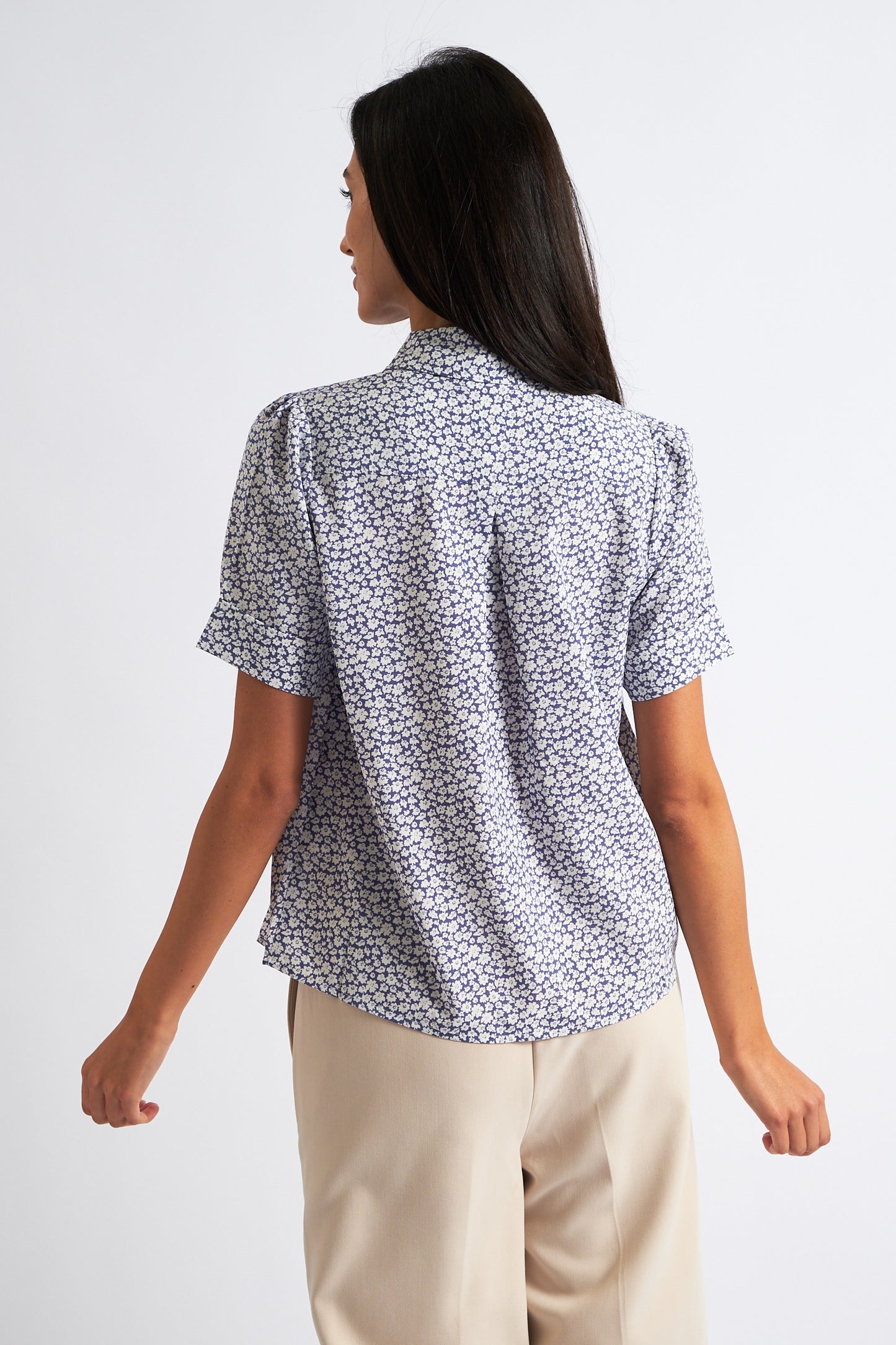 Barclay Floral Print Short Sleeve Shirt Blue