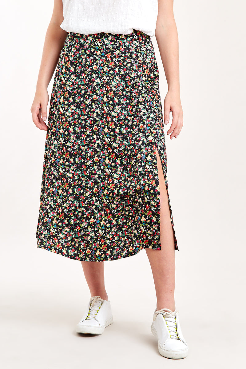 Barney Meadow Print Midi Skirt - Front