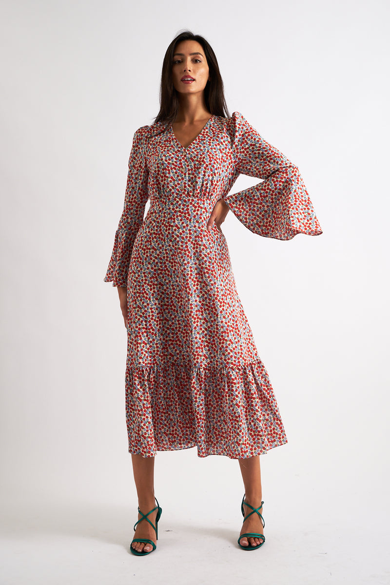 Bathilde Strawberry Fields Print Midi Dress - Front