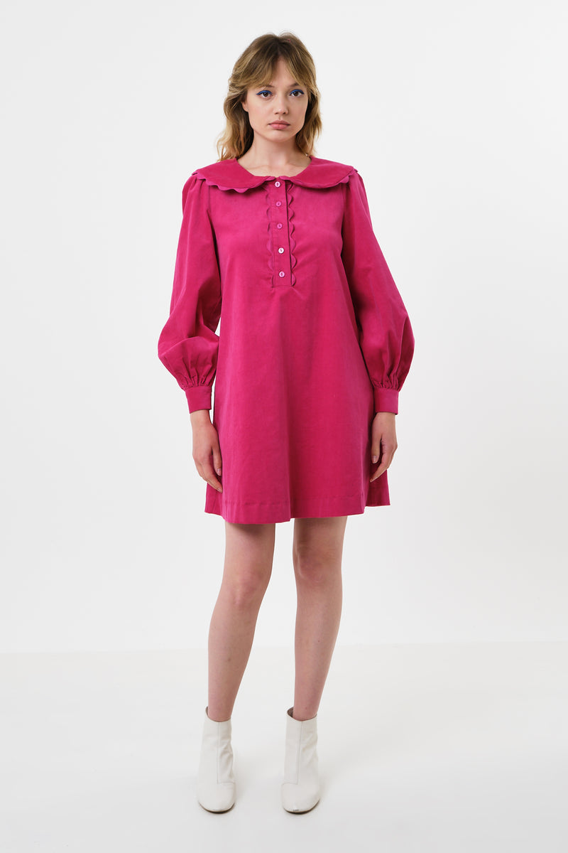Bonny Baby cord Long Sleeve Mini Dress - Pink - Front