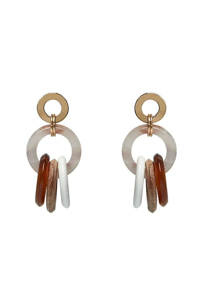 Candy Tortoiseshell Multi Hoop Drop Earrings - Front