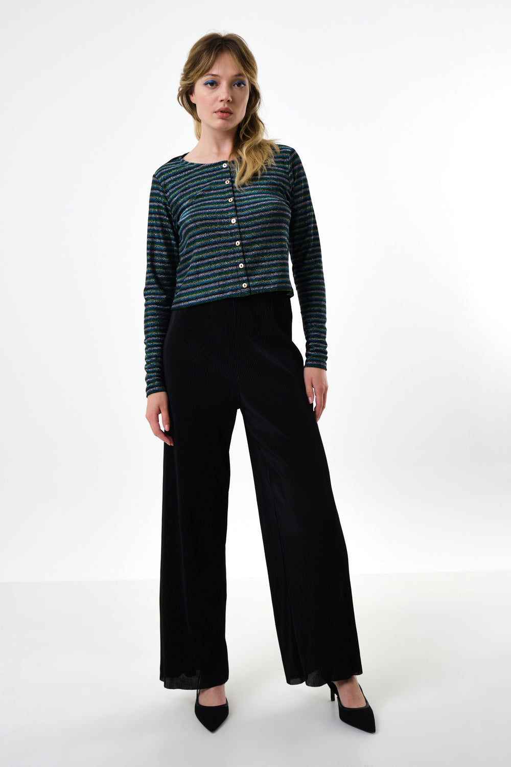Clothide Pleated Wide Leg Trousers Black