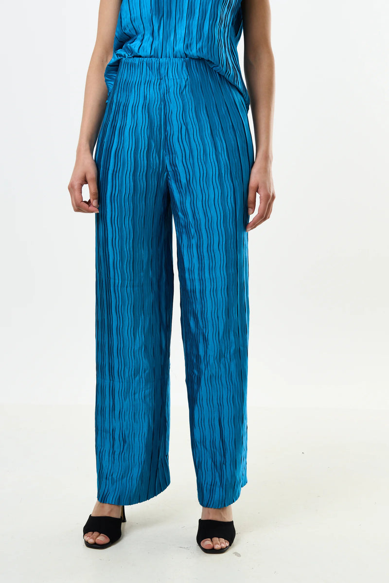Clothide Pleat Surprise Trousers - Petrol - Front