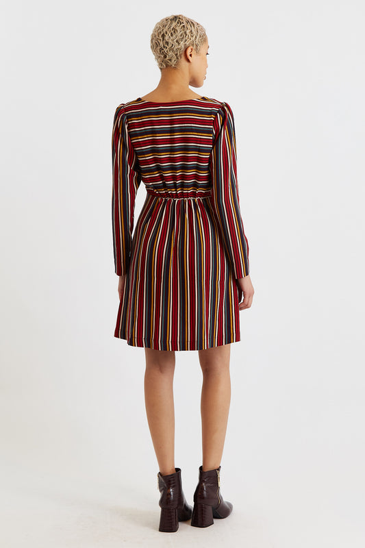 Cossette Winter Stripe Long Sleeve Mini Dress
