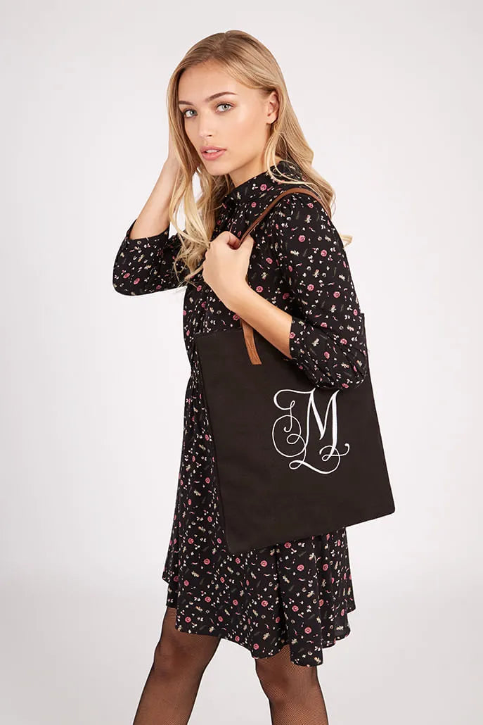 Cara Letter Canvas Tote Bag - Front