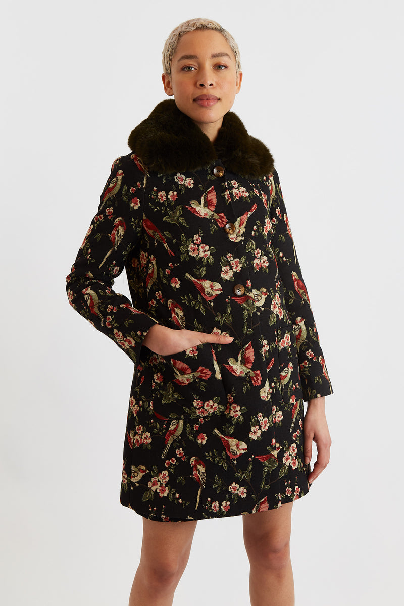 Dryden Tweet Jacquard Coat - Front