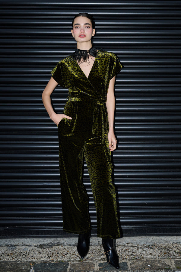 Tiffany Velvet Roar Jumpsuit - Kiwi
