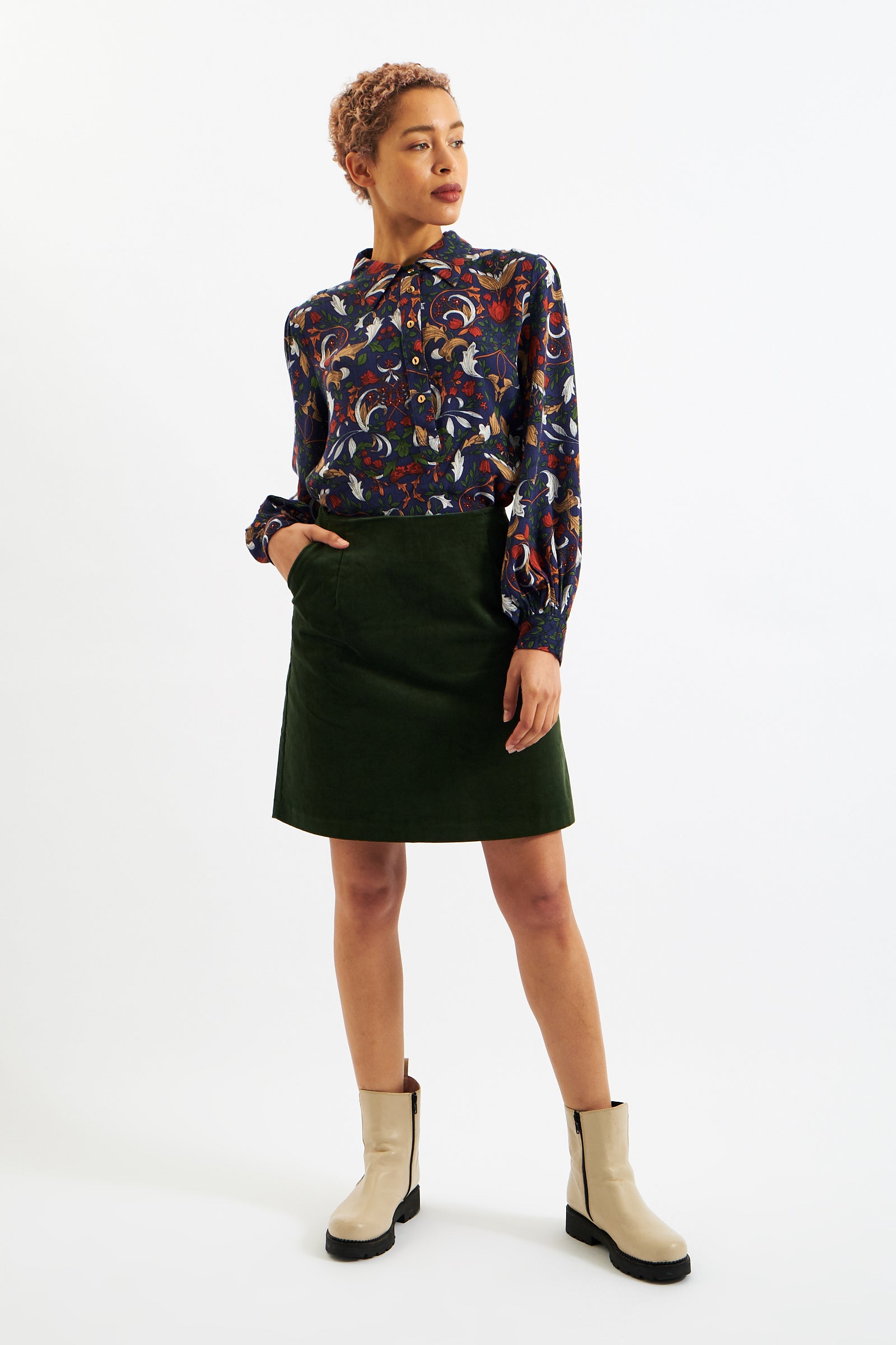 Green cord mini clearance skirt