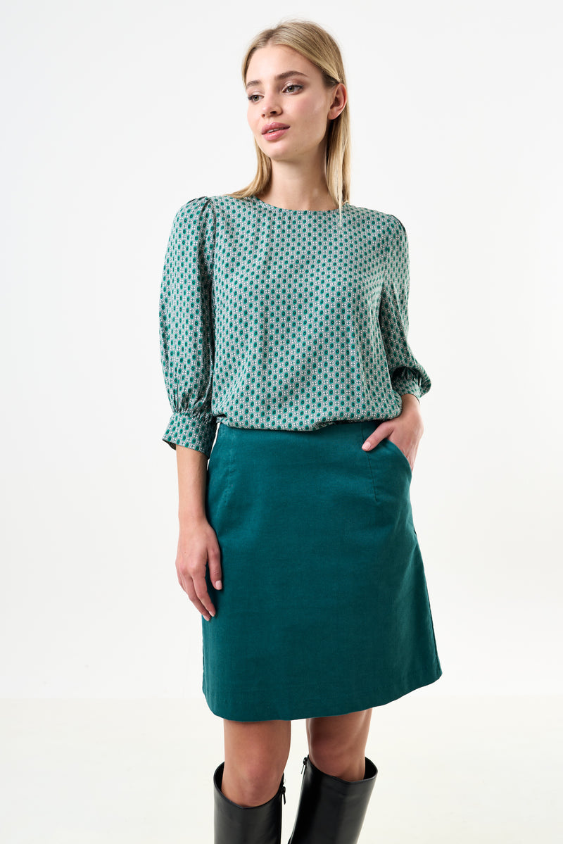 Dylan Babycord Mini Skirt - Petrol - Front