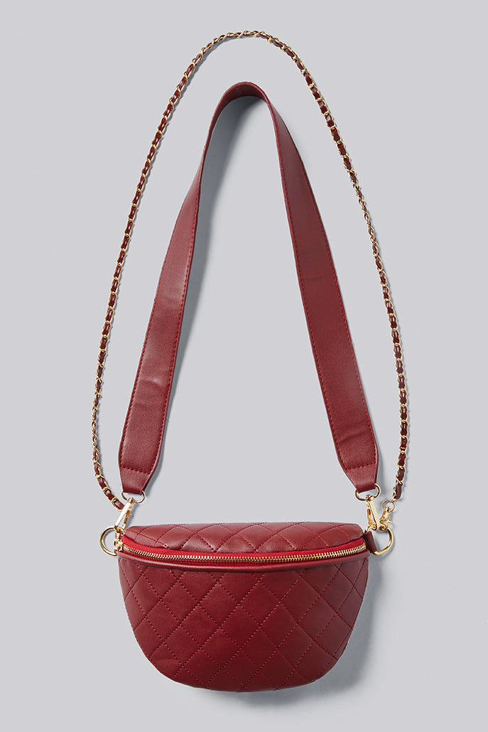 Dekar Cross Body Quilted Bum Bag - Red - Front