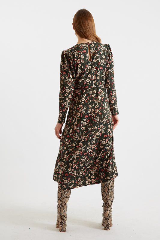 Eveleen Tapestry Print Long Sleeve Midi Dress