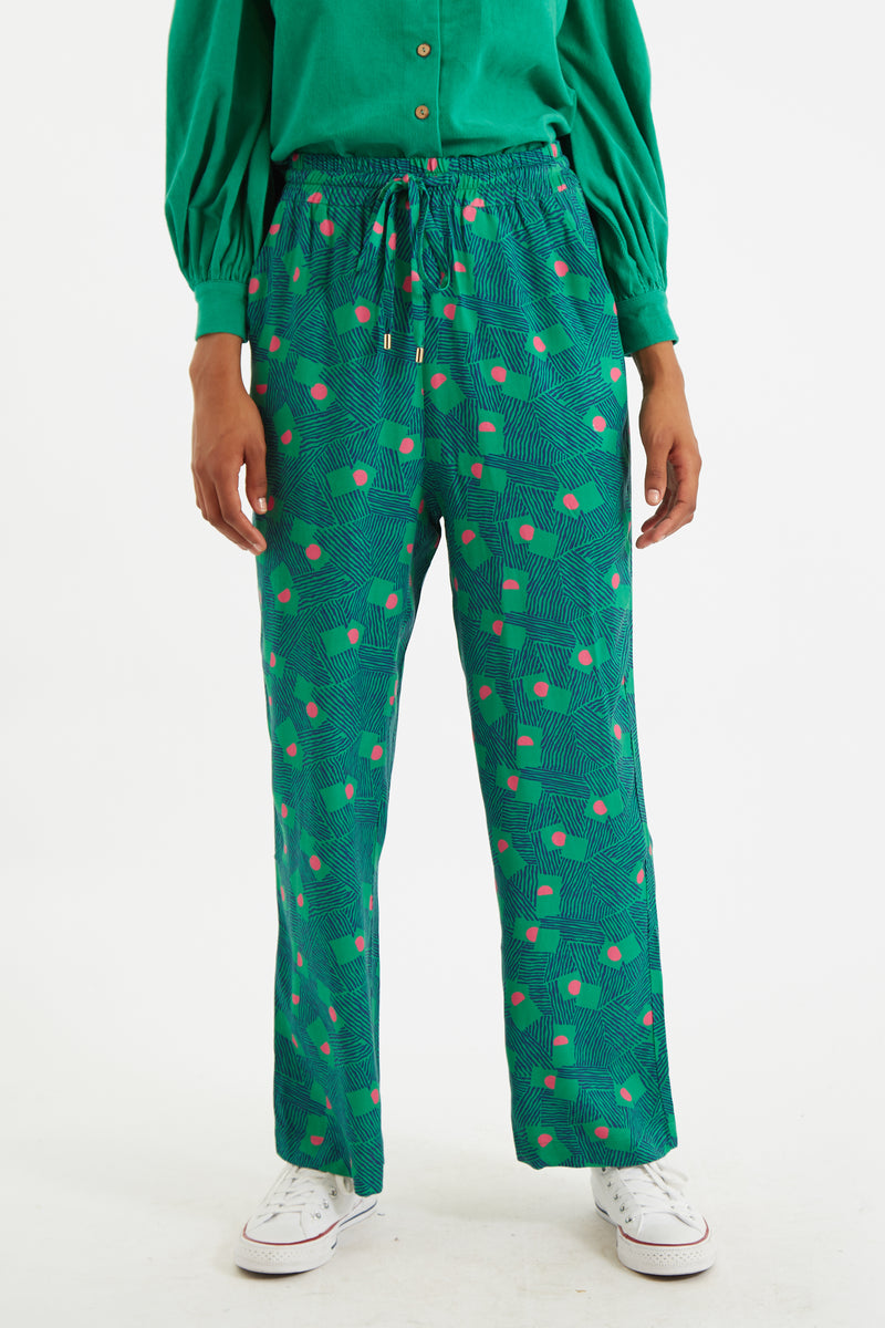 Emmanuelle Bauhaus Abstract Pyjama Style Trousers - Front