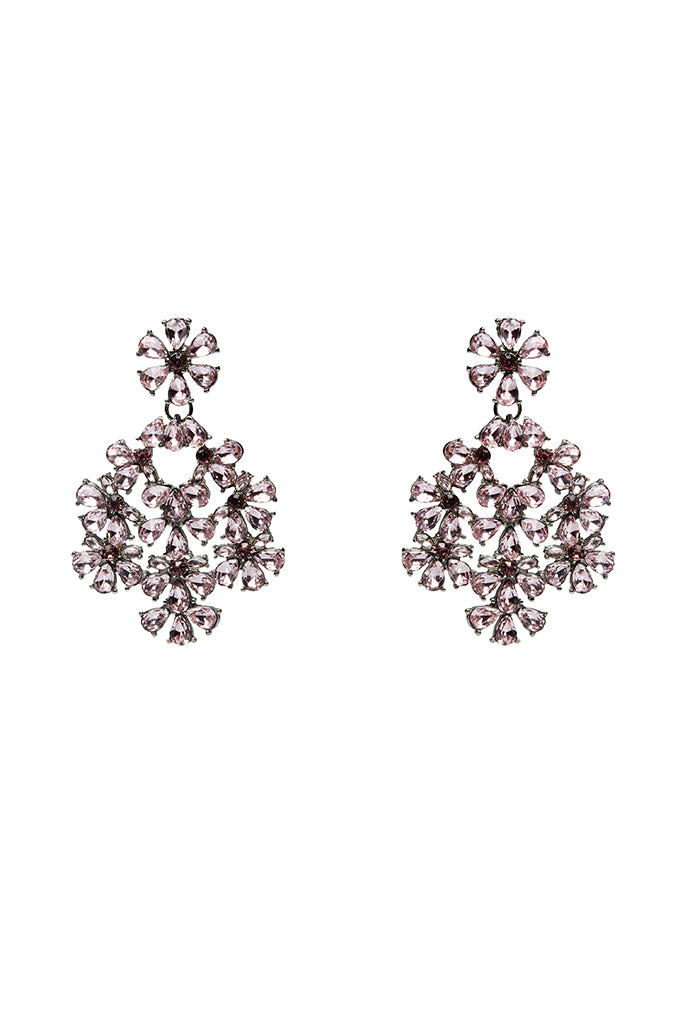 Evie Floral Drop Oversized Stone Earrings - Front