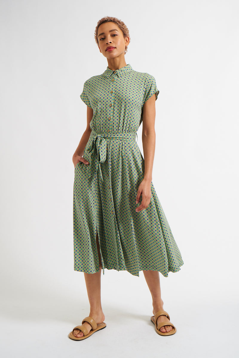 Fleur Tangiers Print Midi Shirtdress - Front