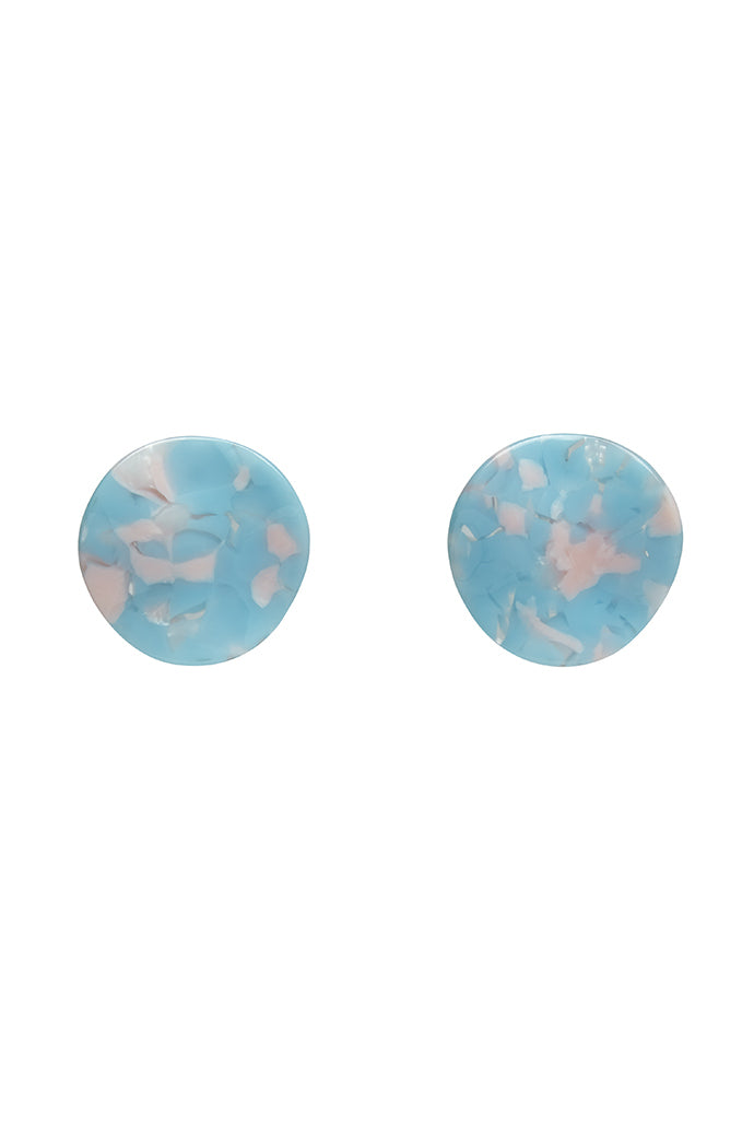 Louche Gwen Blue Tortoise Shell Circle Stud Earrings