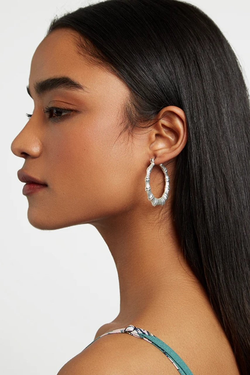 Gedor Matt Bamboo Hoop Earrings