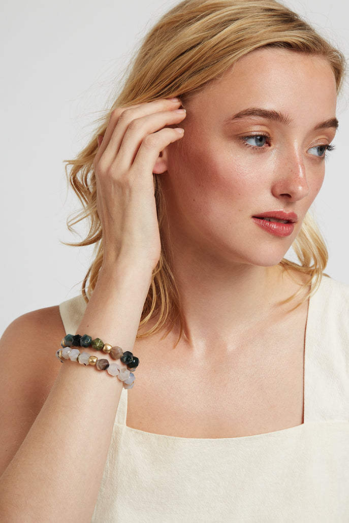 Louche Hope Natural Agate Bracelets - Green - Front
