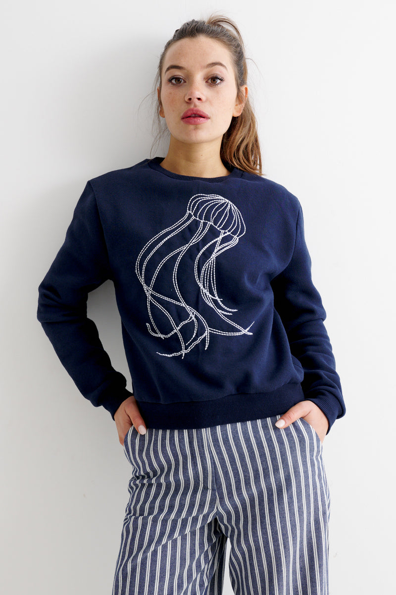 Jan Jellyfish Embroidered Sweatshirt - Front