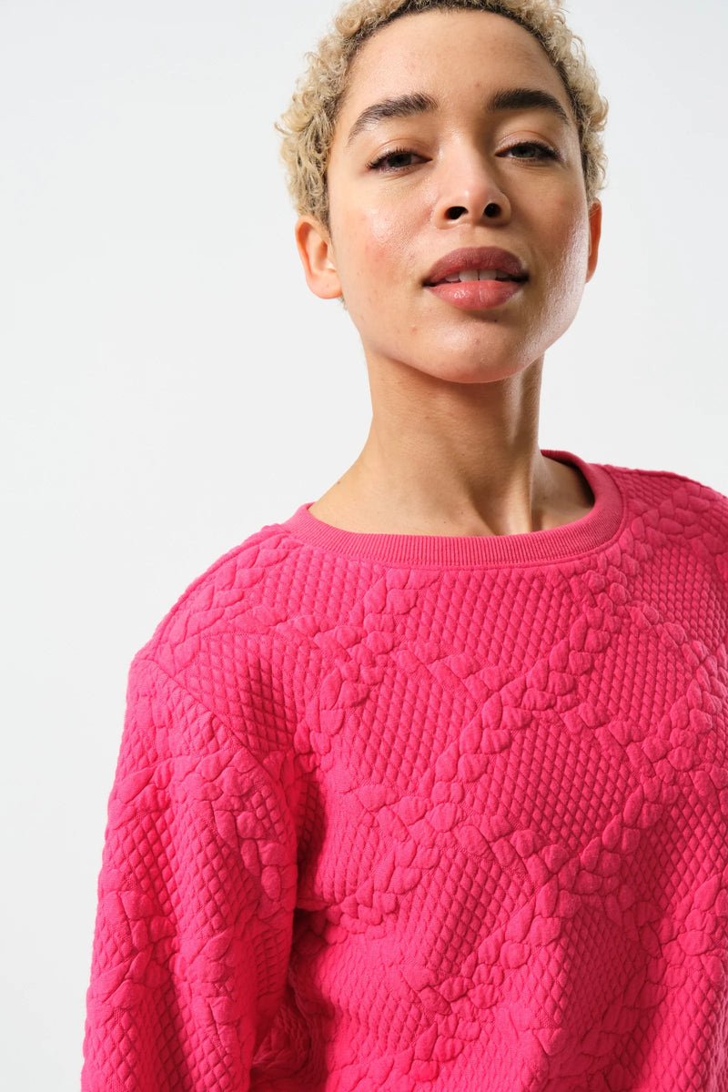 Jan Cable Quilt Sweatshirt - Pink - Front