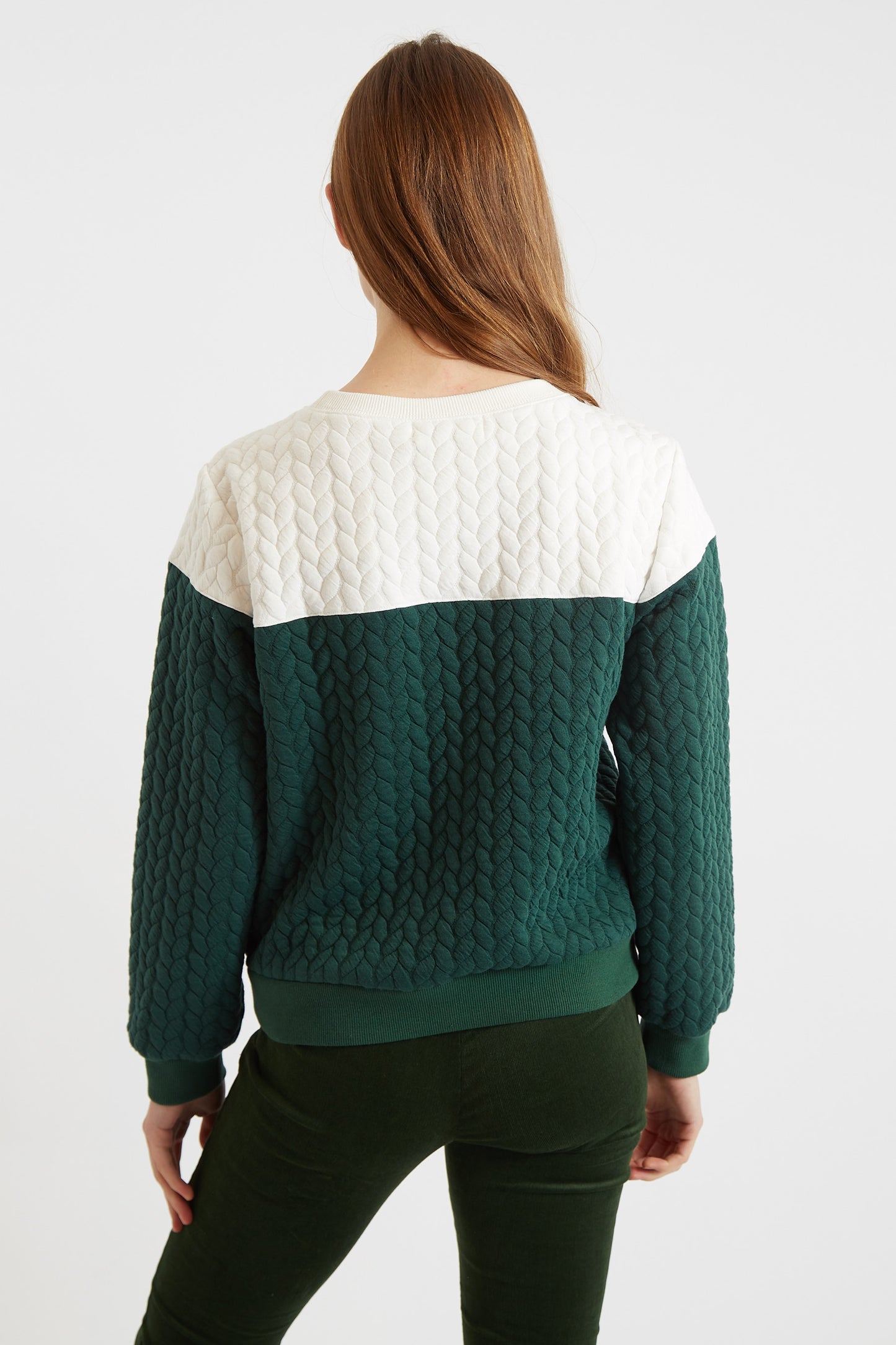 Jan 2 Colour Sweatshirt - Green and White