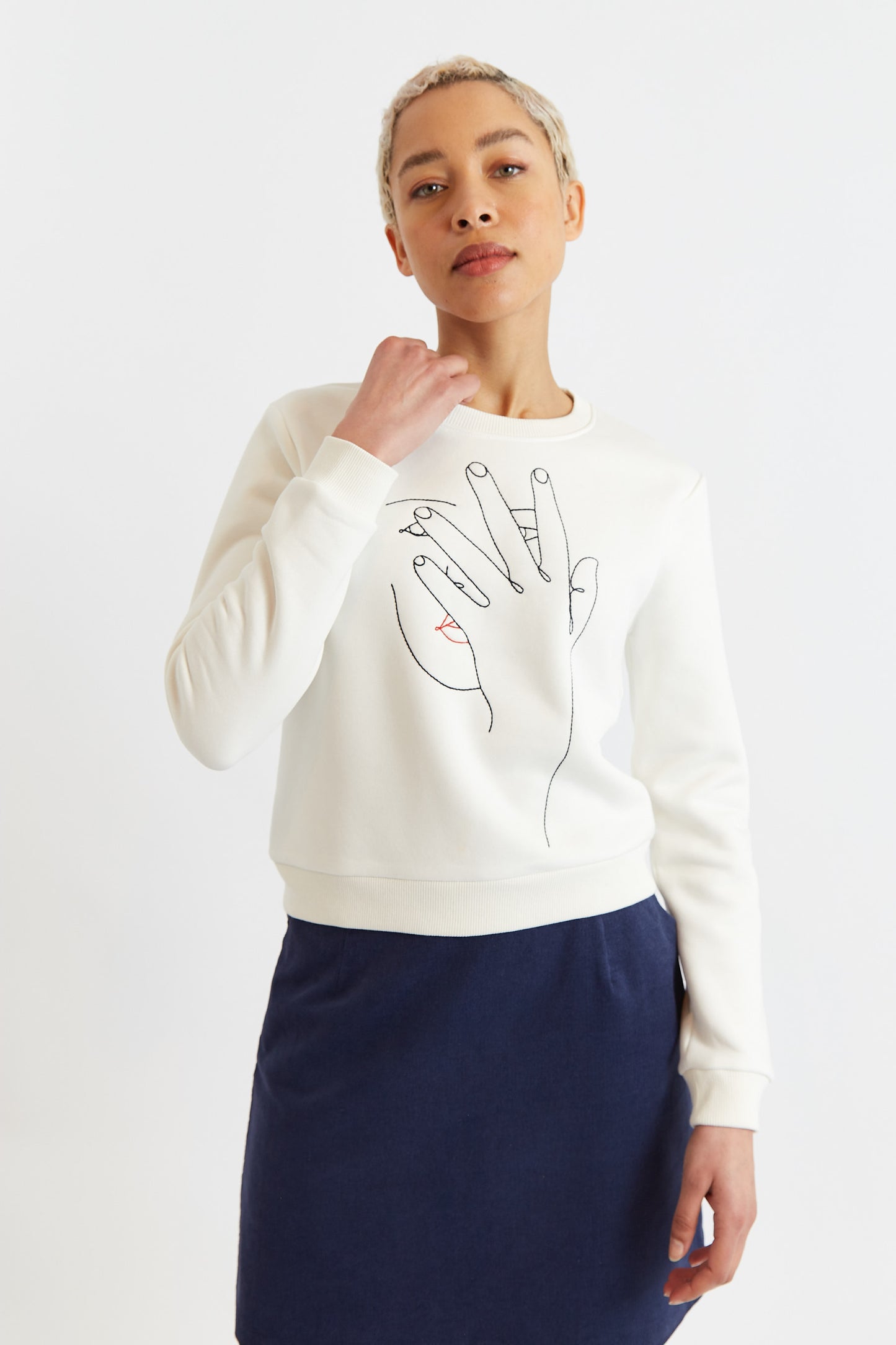 Jan Hand Embroidered Sweatshirt - Off White
