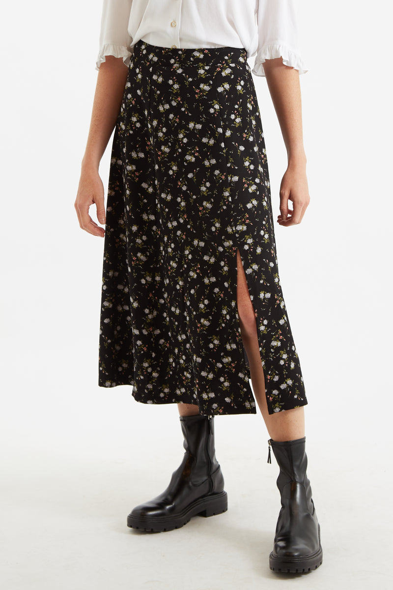 Kiyo Slavic Flowers Midi Skirt - Front