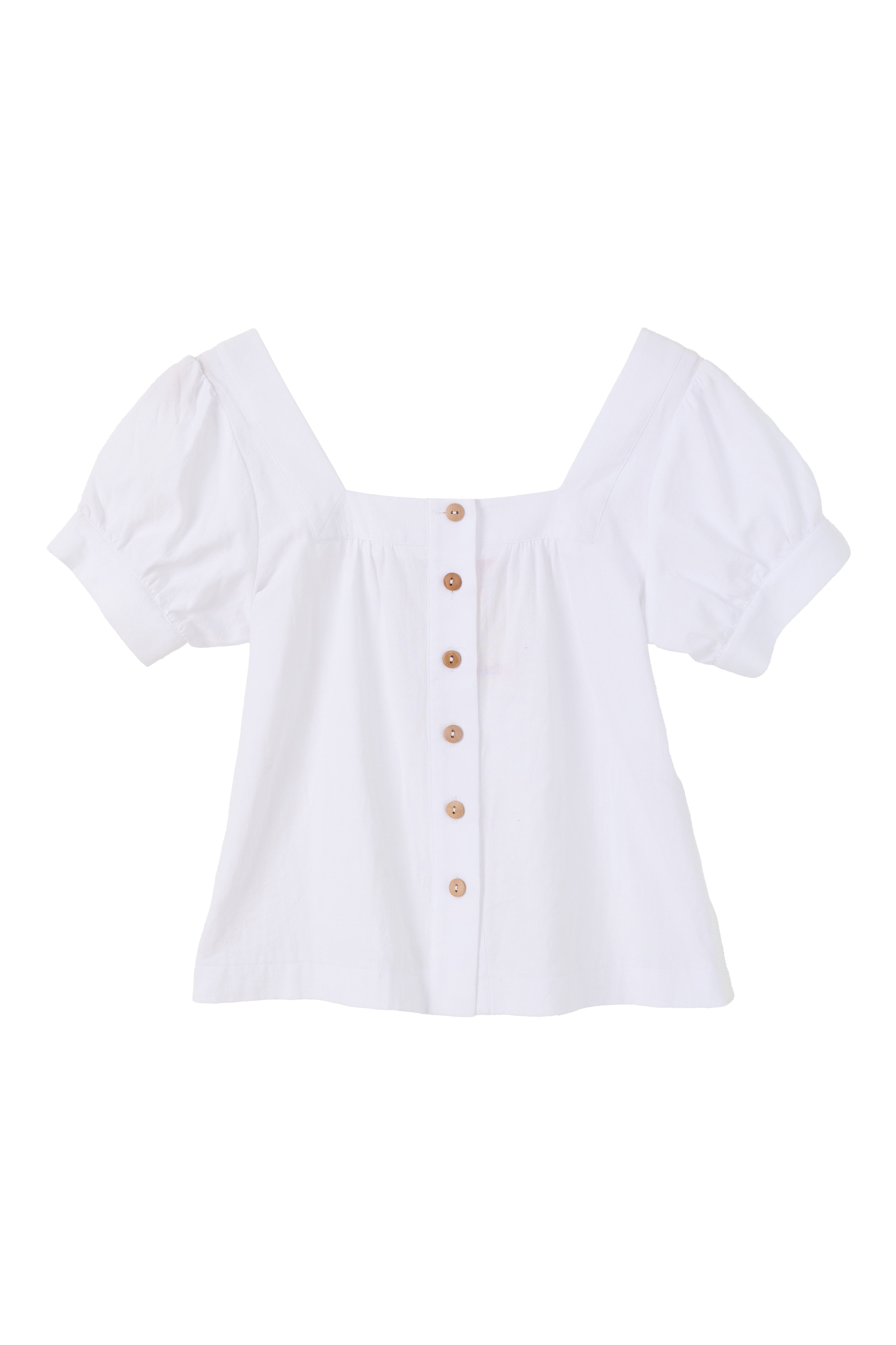 Lea Recycled Cotton Square Neck Short Sleeve Blouse - White – Louche