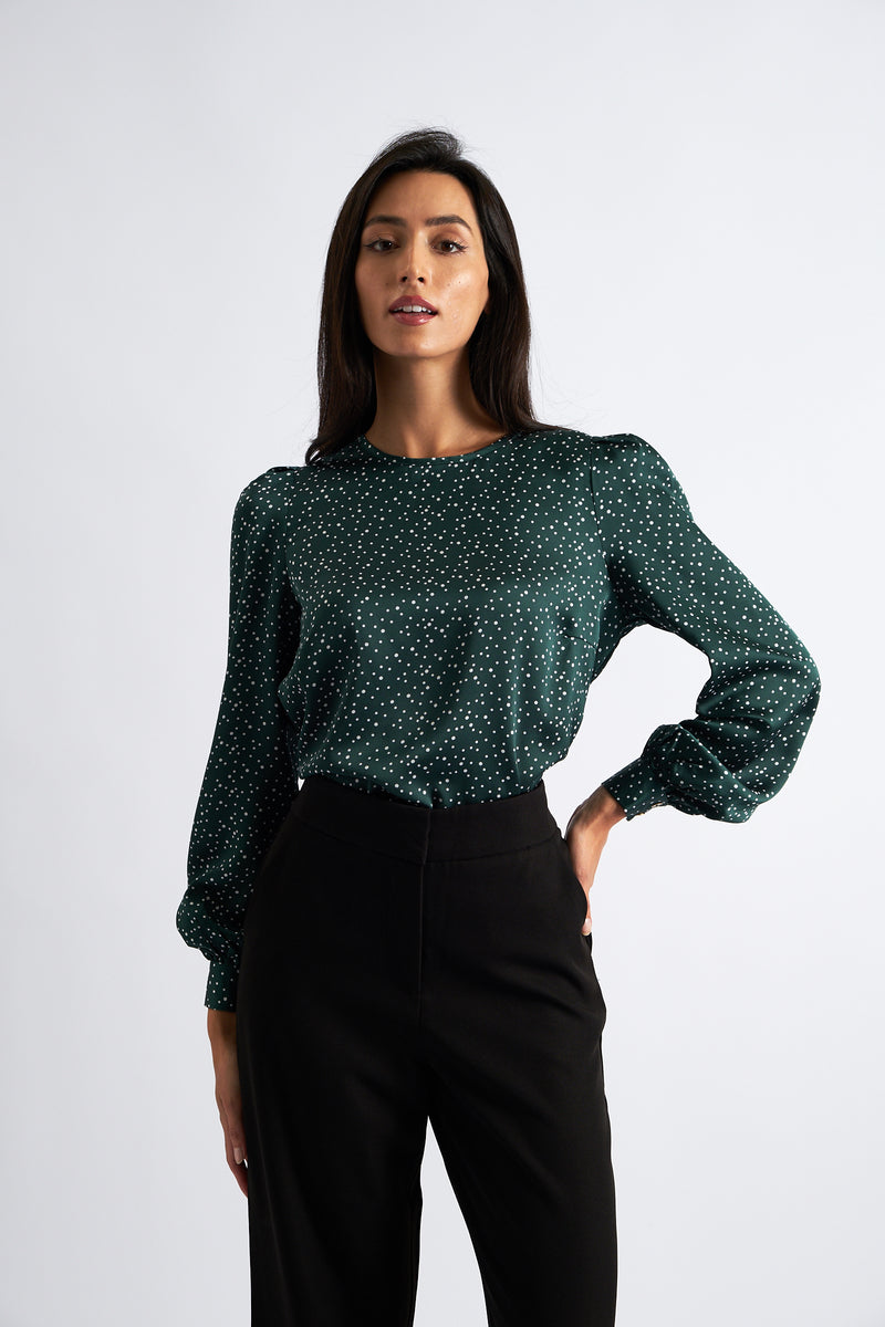 Lima Speckle Blouse Green - Front