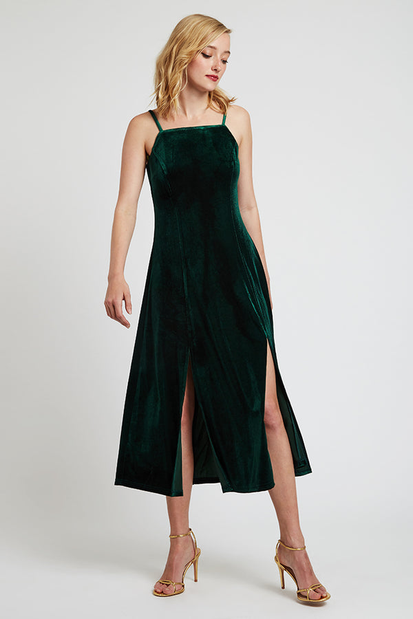 Lubin Velvet Cami Midi Dress - Green