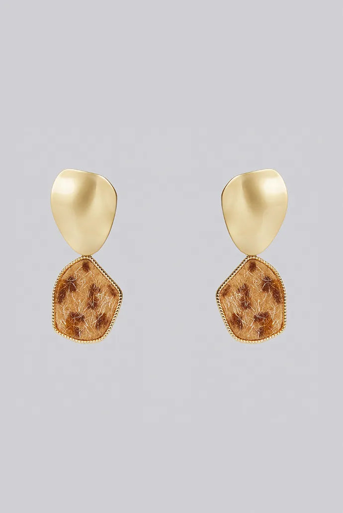 Malachi Matte Gold Leopard Drop Earrings