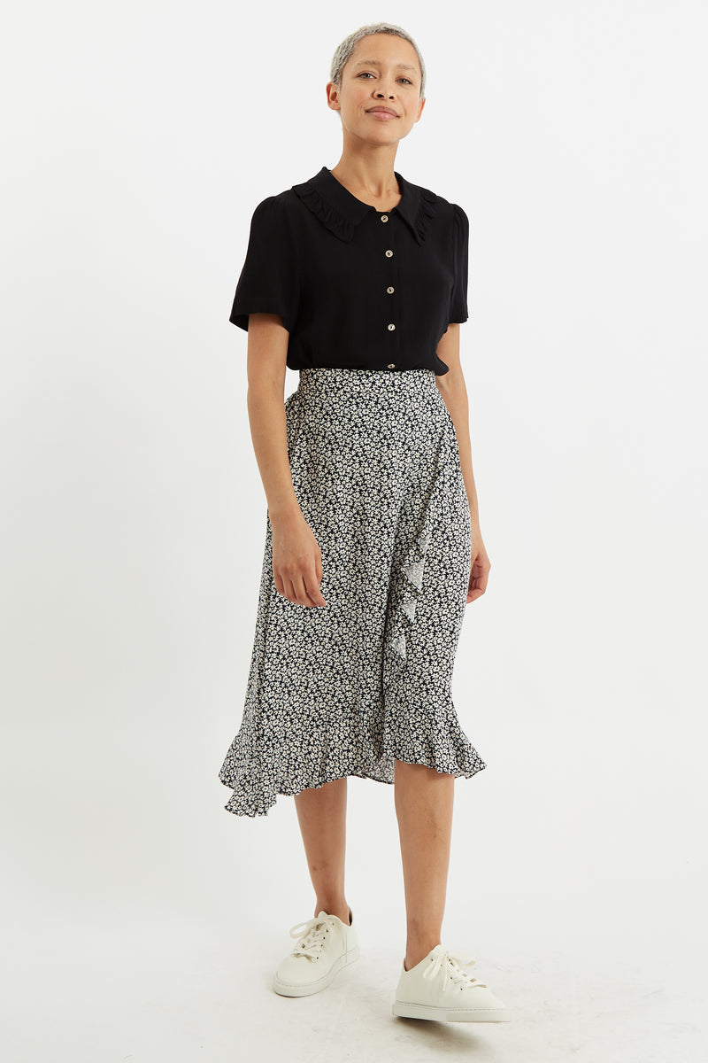 Louche Mara Dazzler Print Frill Midi Skirt - Front