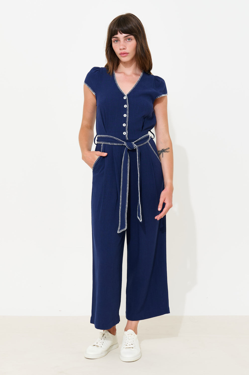Louche London New Arrivals – New Dresses, Skirts & Jumpsuits 5 MARLEENLINENMIXNAVY 00220
