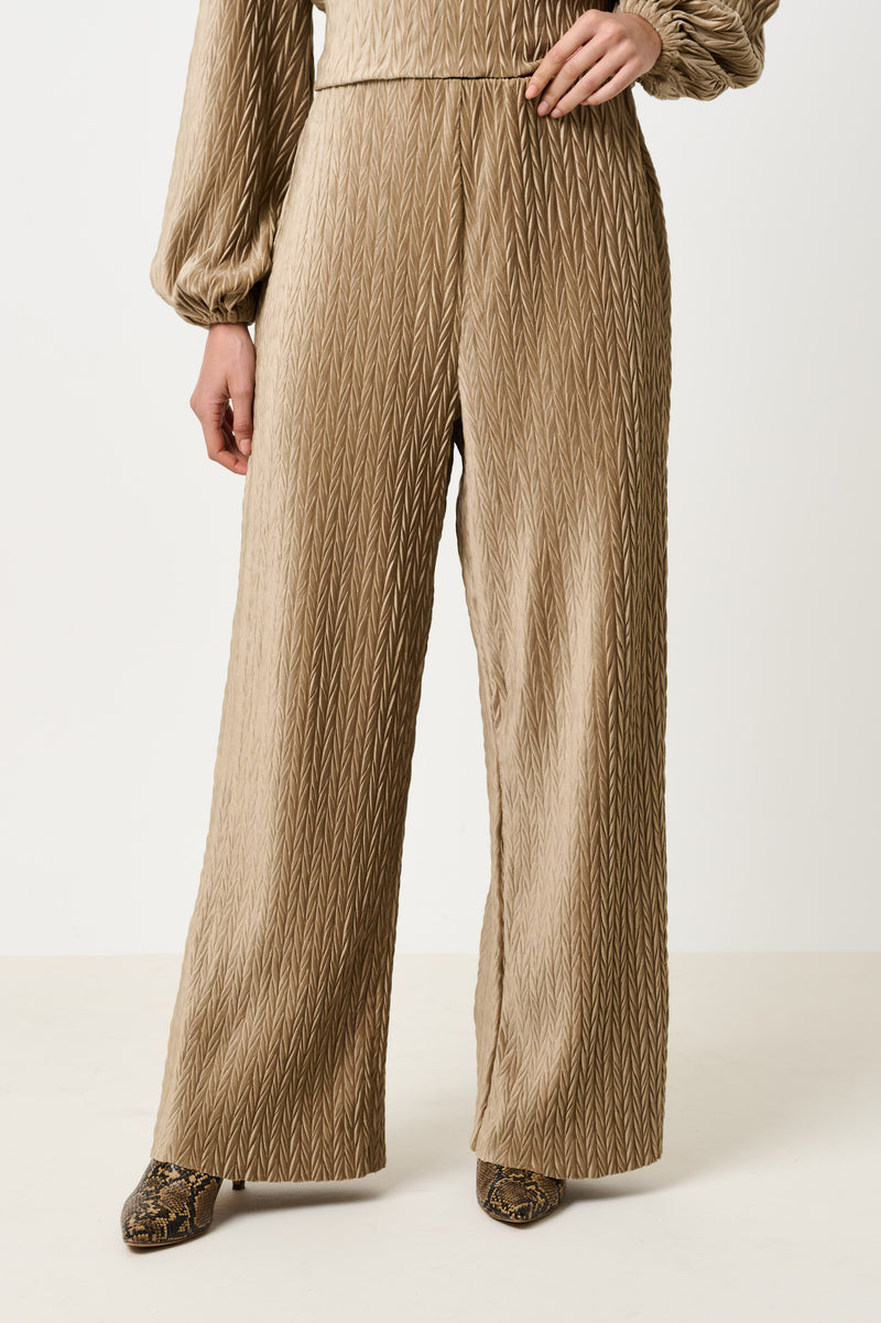 Melvin Velvet Pleat Trouser - Pale Taupe - Front
