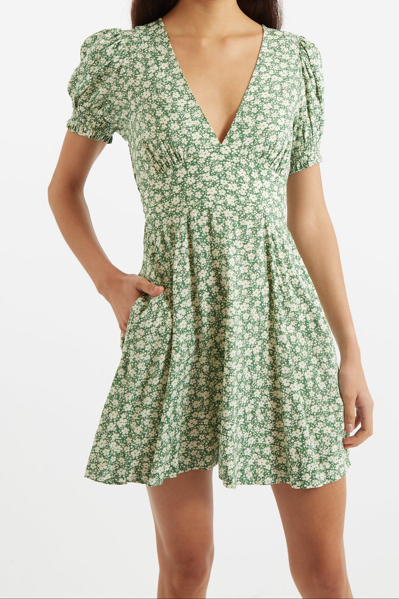 Merle Periwinkle V-Neck Mini Dress - Front