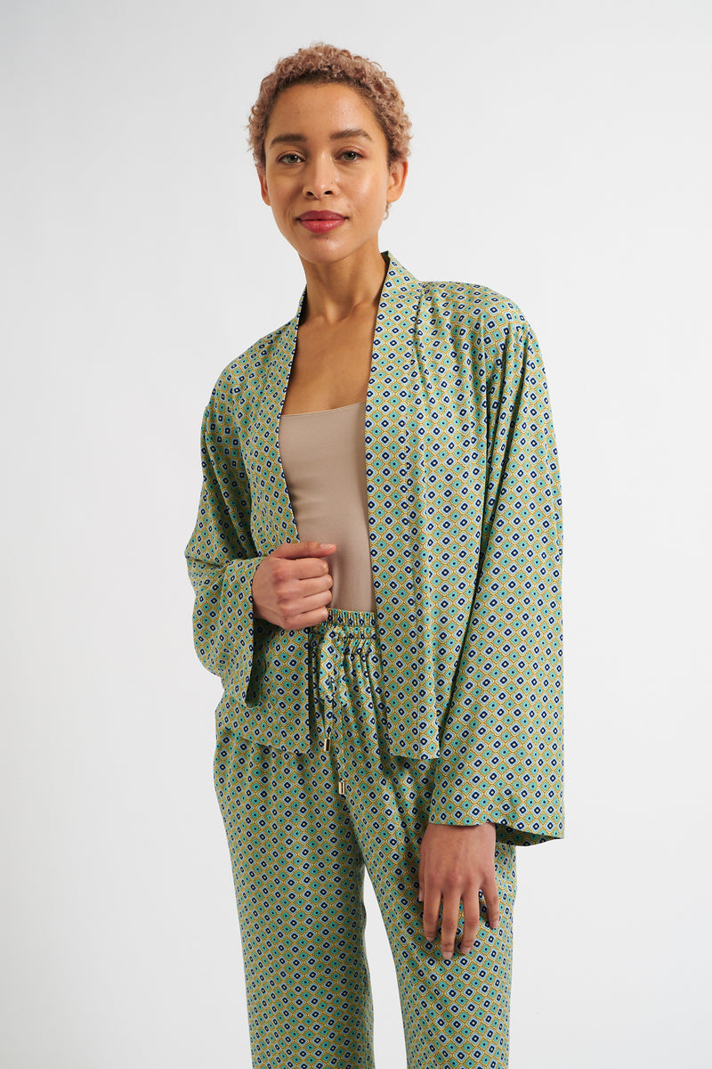 Nayah Tangiers Print Kimono Style Jacket - Front