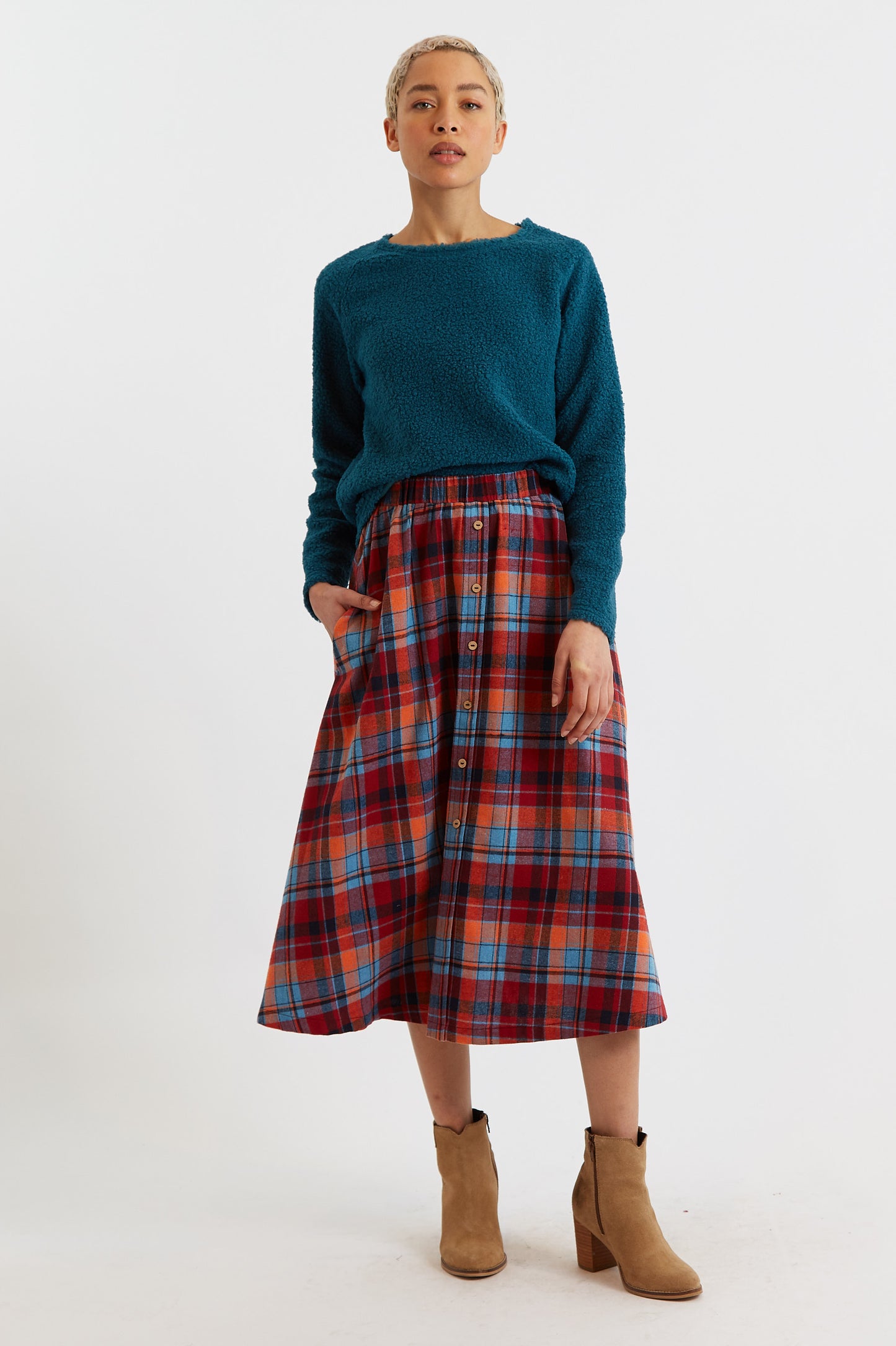 Nese New Tartan Midi Skirt