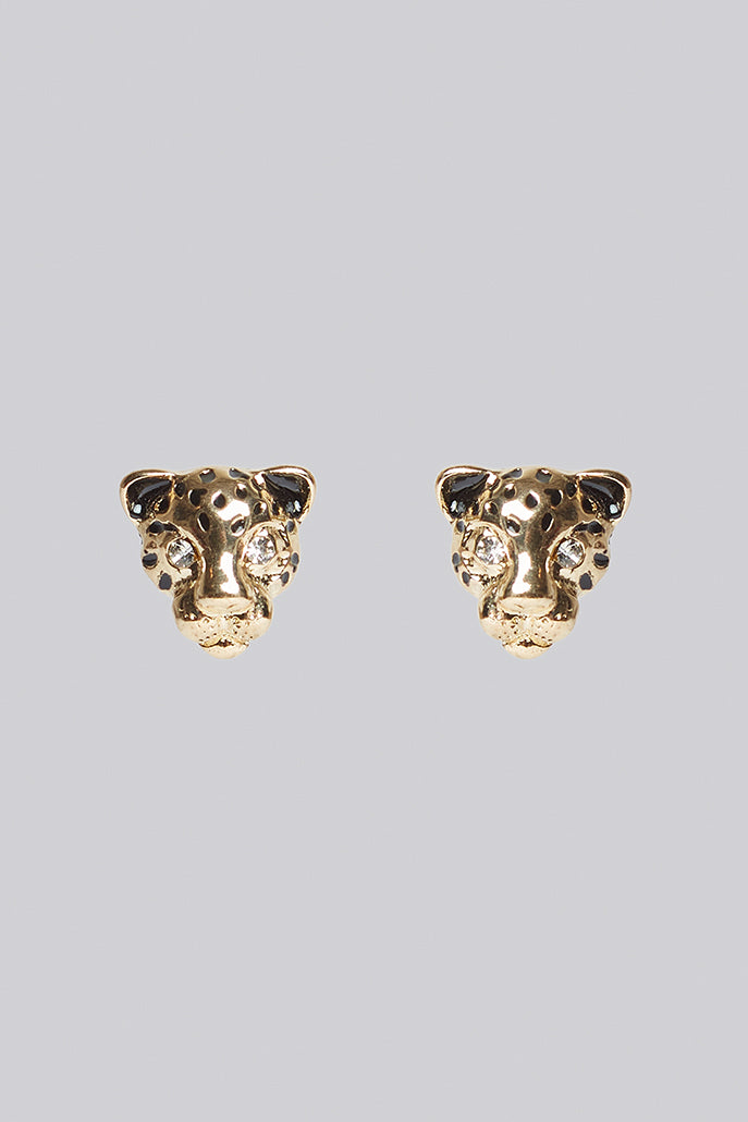 Niger Gold Leopard Earrings - Front