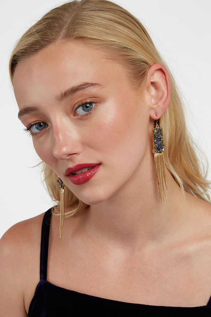 Nova Pendant Drop Tassel Earrings - Front