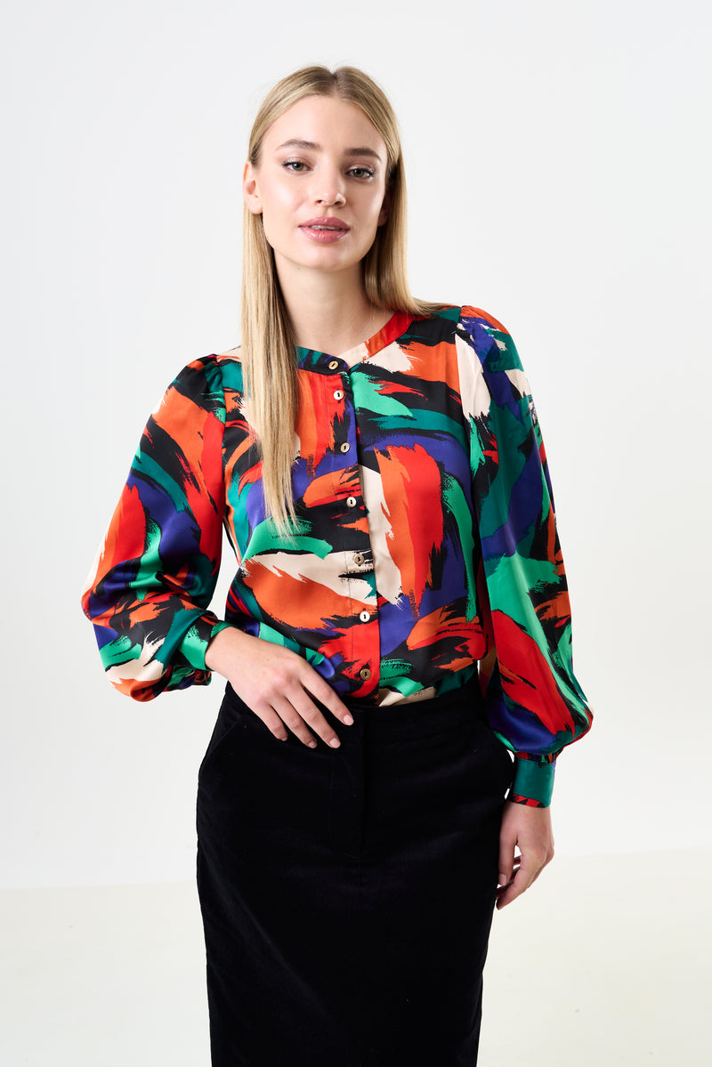 Orlan Hofmann Print Long Sleeve Blouse - Front
