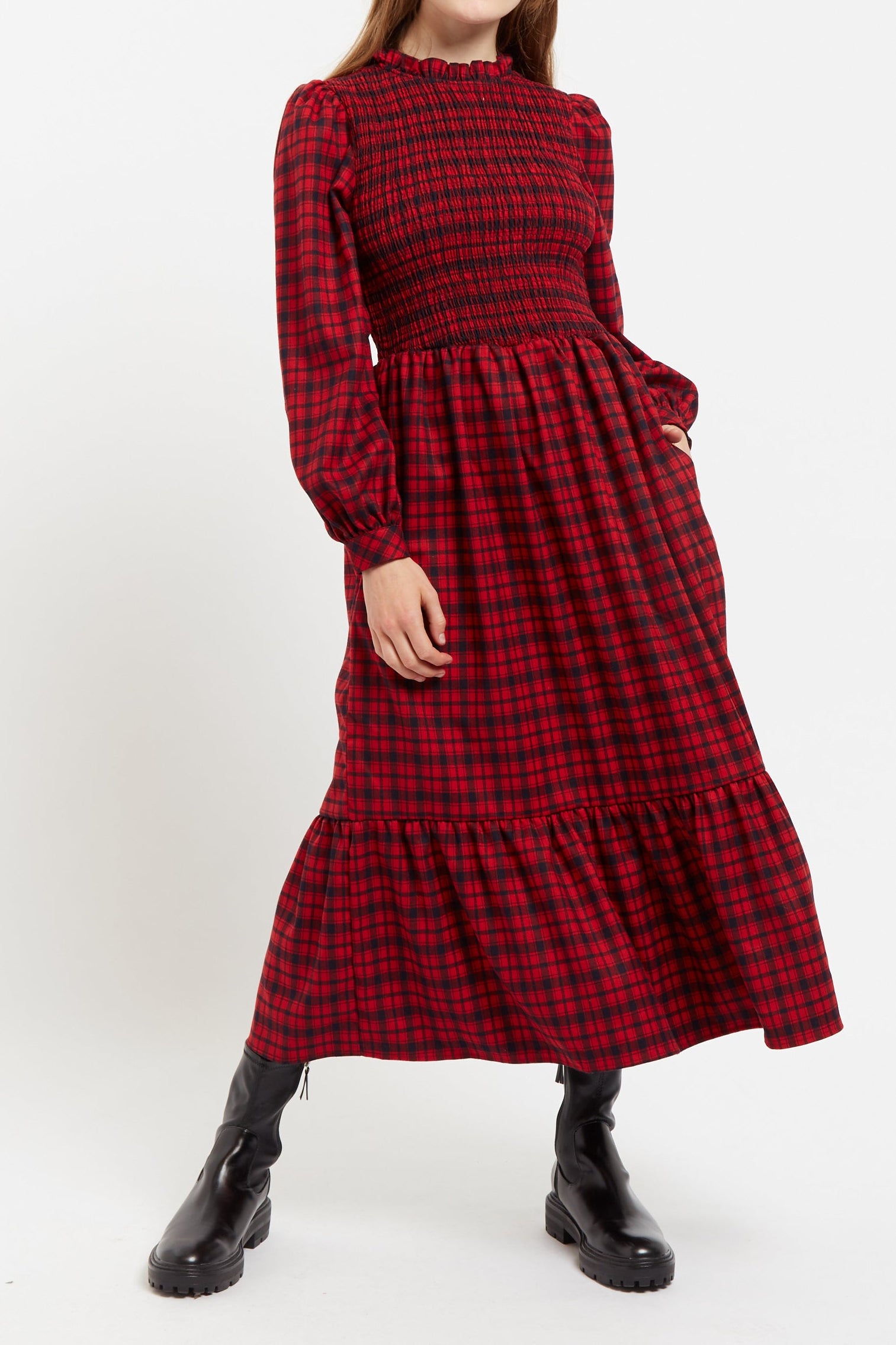 Peppi Winter Gingham Midi Dress