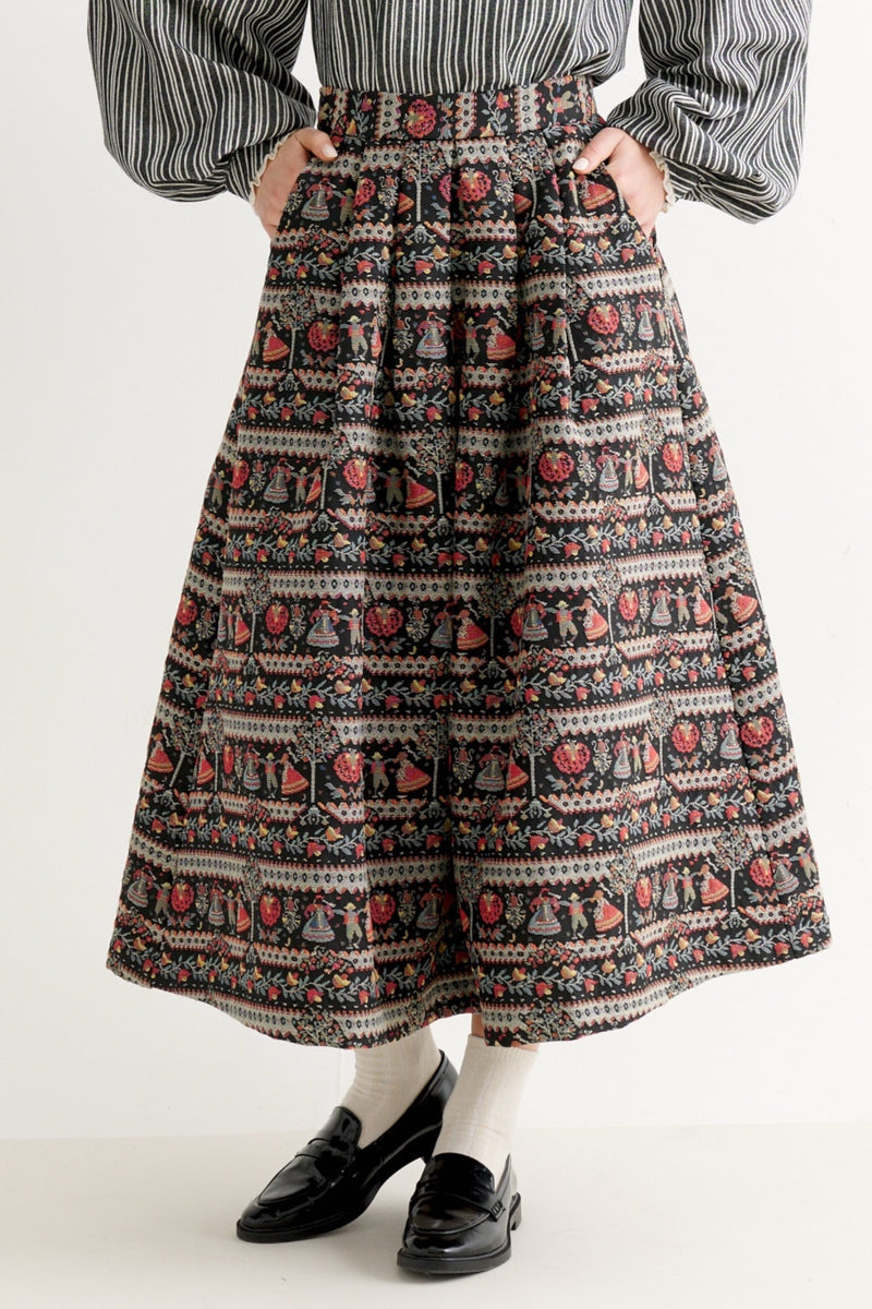 Pasadena Heirloom Jacquard Midaxi Skirt - Black