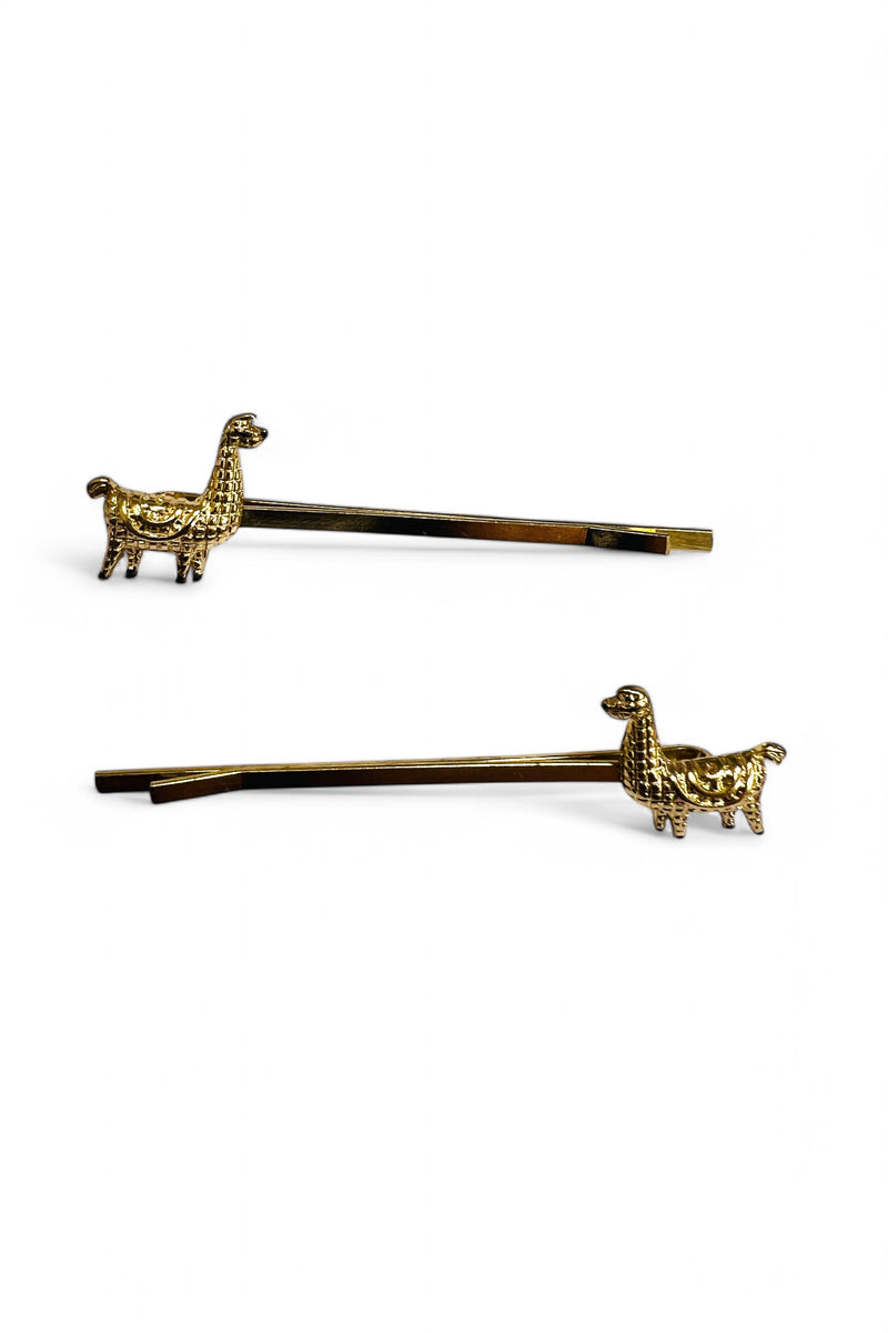 A Pair of Camilia  Llama Hair Clips - Front