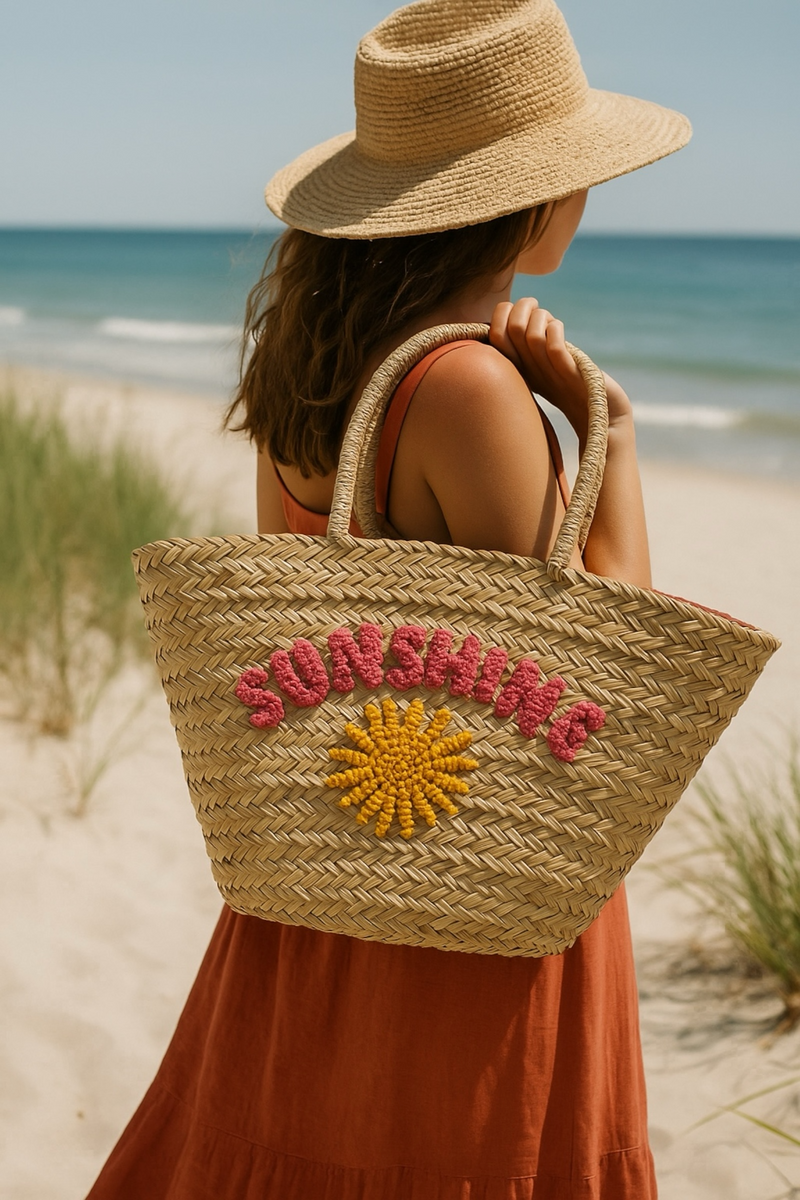 Louche Sunny Straw Bag - Front