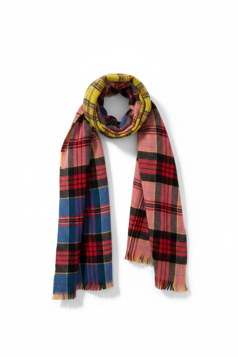 Style Rosh Double Face Woven Check Scarf - Front