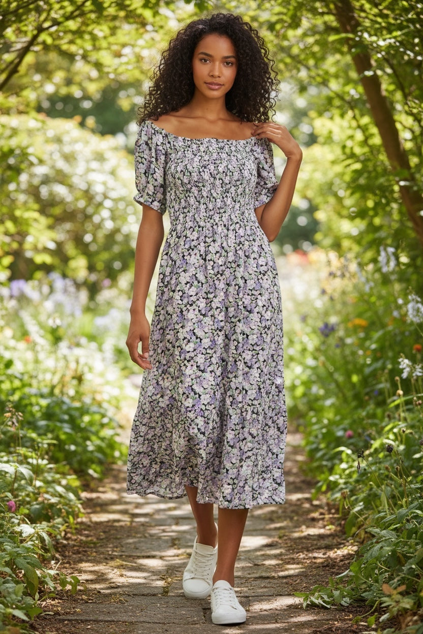 babette midi dress Babette Liseron Shirred Bodice Midi Dress – Louche