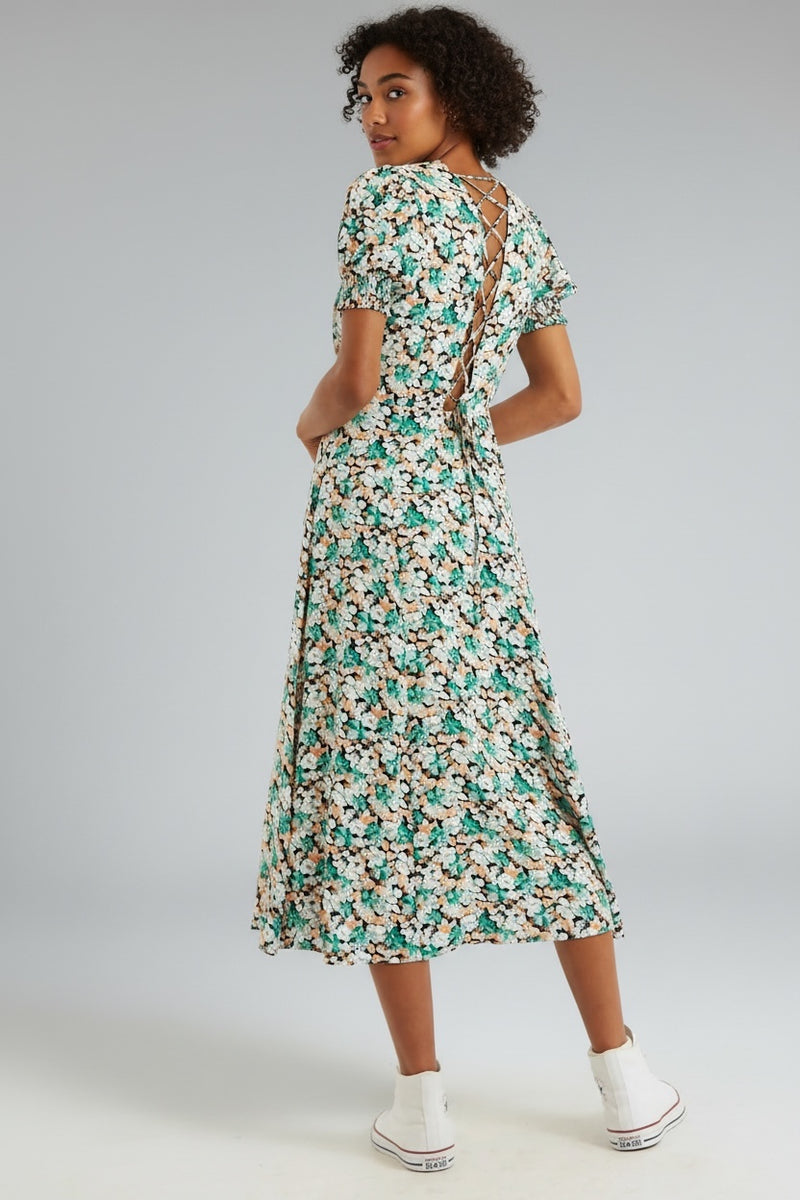 Romola Liseron Laced Back Midi Dress - Front
