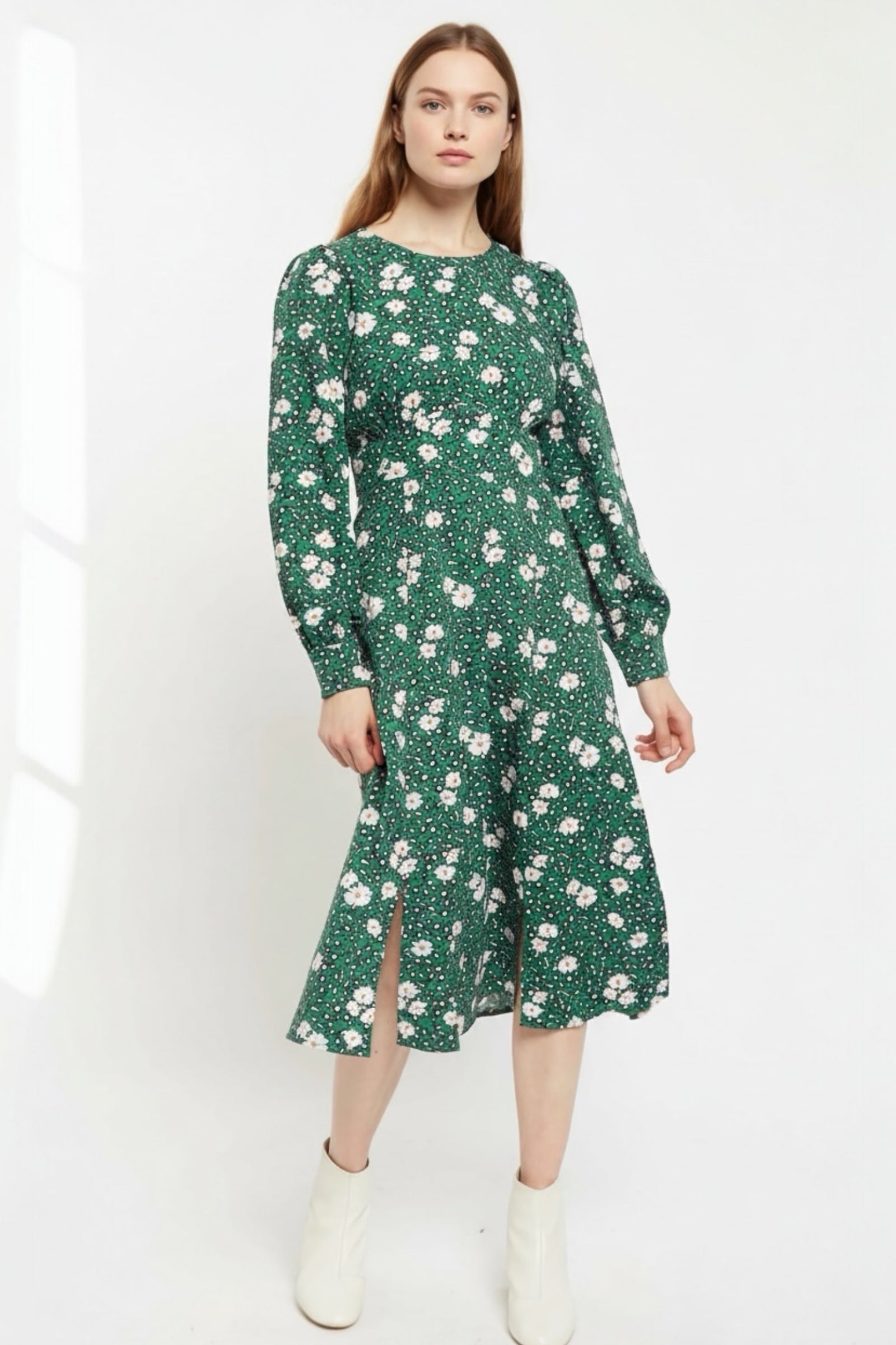 Liv Roaring Daisy Print Long Sleeve Midi Dress