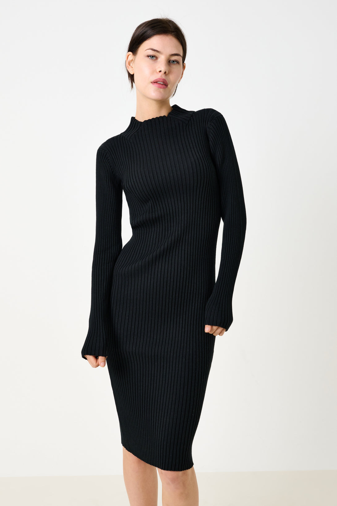 Raye Black Midi Sweater Dress Louche Raye Black Midi Sweater Dress Louche