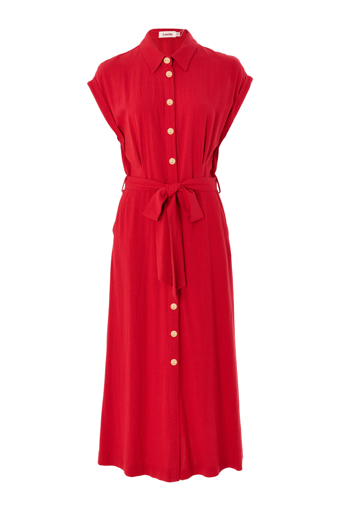 red button through dress Red Button Dress