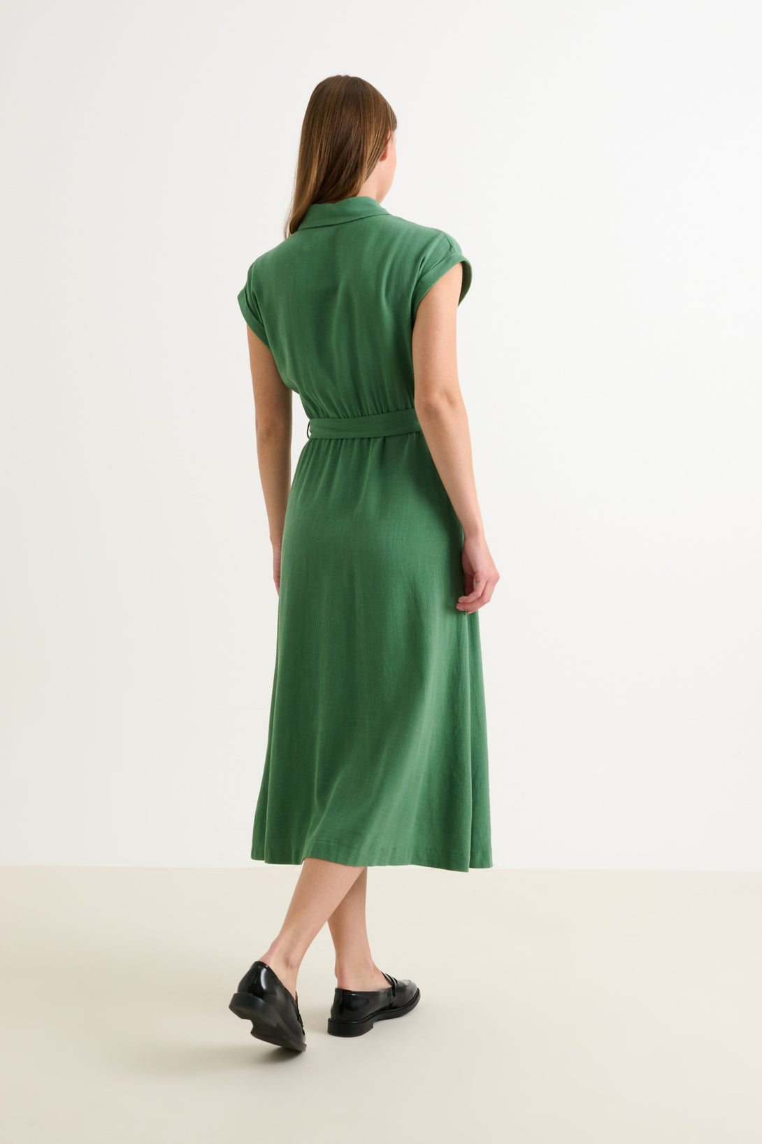 chinese dress ladies Reese Linen Mix Button Through Midi Shirt Dress